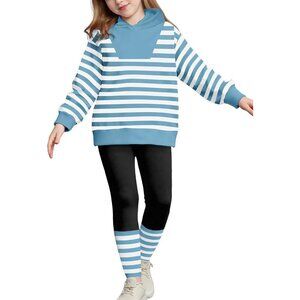 Toddler Girl Clothes 2 Piece Long Sleeve Striped Pullover Hoodie Sweatshirt and